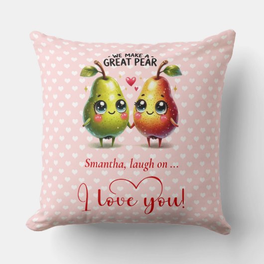 Custom Name Fruit Pun Cute Valentine Accent Pillow クッション (正面)