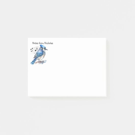 Custom Name Fun Bluejay Blue Jay Bird Nature Art ポストイット (正面)