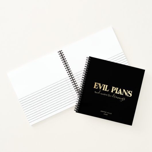 Custom Name Fun Cool Chic EVIL PLANS Planner ノートブック (内部)