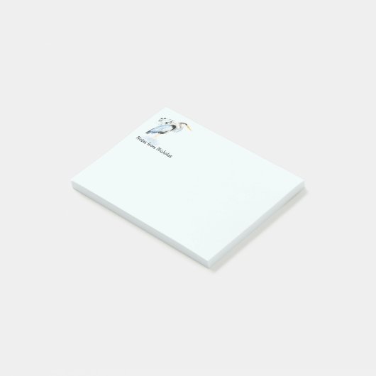 Custom Name Fun Great Blue Heron Bird Nature Art ポストイット (アングル)