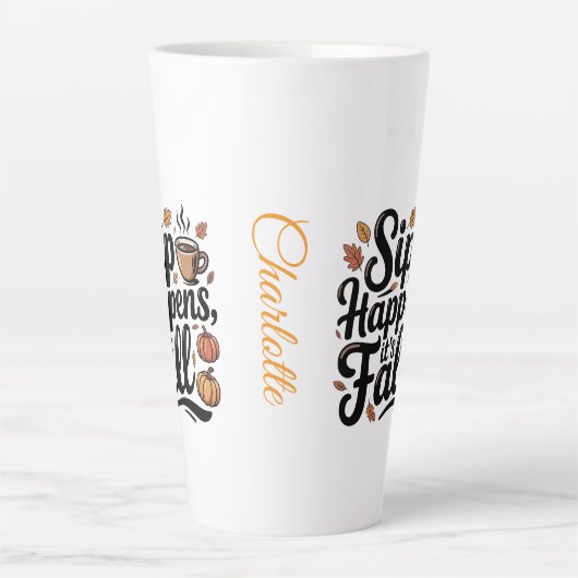 Custom name funny fall saying Mug カフェラテマグ (正面)