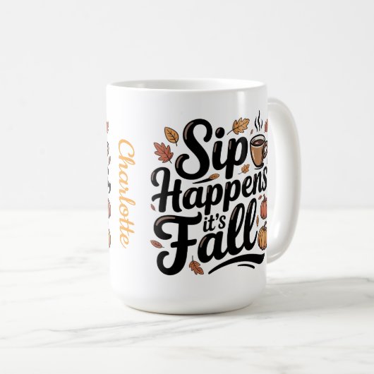 Custom name funny fall saying Mug コーヒーマグカップ (正面右)