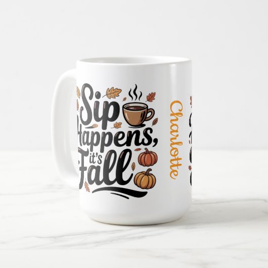 Custom name funny fall saying Mug コーヒーマグカップ (正面左)