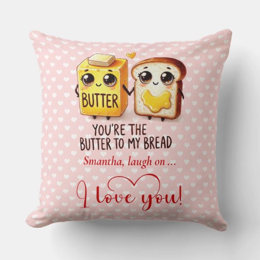 Custom Name Funny Food Valentine Pillow クッション (正面)
