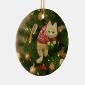 Custom Name Funny Grumpy Cat Christmas Ornament セラミックオーナメント (右)