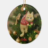 Custom Name Funny Grumpy Cat Christmas Ornament セラミックオーナメント (左)
