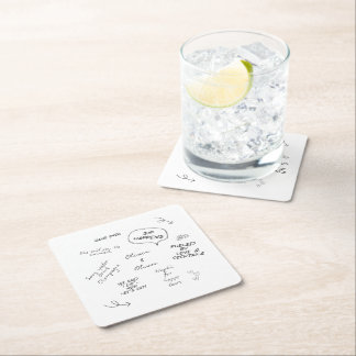 Custom name, funny love note handwriting wedding スクエアペーパーコースター