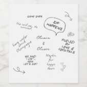 Custom name, funny love note handwriting wedding ワインラベル (シングルラベル)
