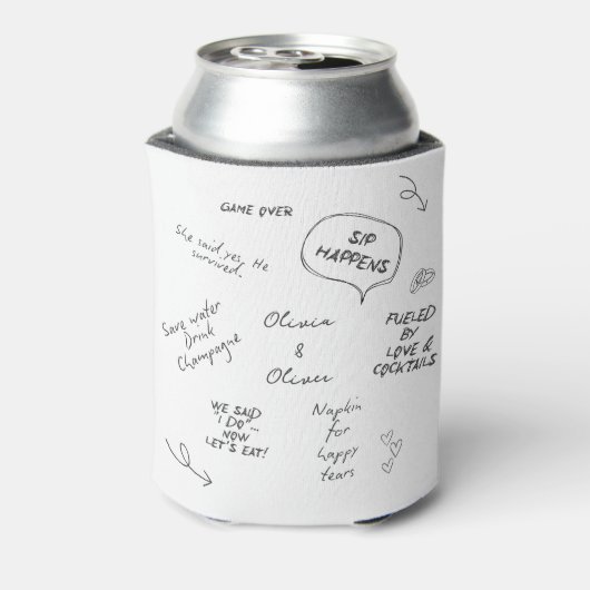 Custom name, funny love note handwriting wedding 缶クーラー (缶裏面)