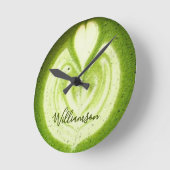 Custom Name Funny Matcha Latte Lover Green Tea  ラウンド壁時計 (傾斜)