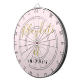 Custom Name Funny Pastel Pink Gold Minimalist Chic ダーツボード (正面右)