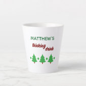 Custom Name Funny Thinking Drink Christmas Trees カフェラテマグ (正面)