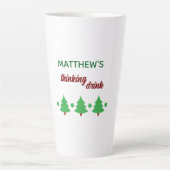 Custom Name Funny Thinking Drink Christmas Trees カフェラテマグ (正面)