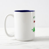 Custom Name Funny Thinking Drink Christmas Trees ツートーンマグカップ (左)