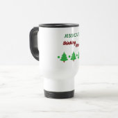 Custom Name Funny Thinking Drink Christmas Trees トラベルマグ (正面左)