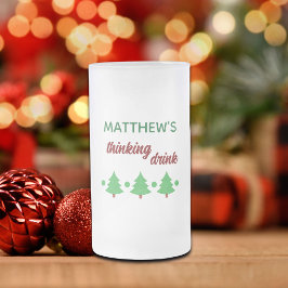 Custom Name Funny Thinking Drink Christmas Trees フロストグラスビールジョッキ