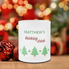 Custom Name Funny Thinking Drink Christmas Trees フロストグラスマグカップ