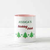 Custom Name Funny Thinking Drink Christmas Trees マグカップ (中央)