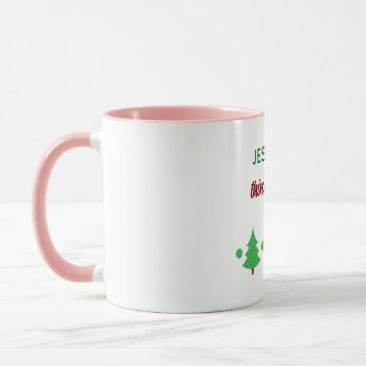 Custom Name Funny Thinking Drink Christmas Trees マグカップ (左)
