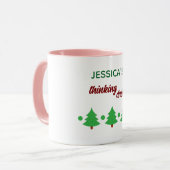 Custom Name Funny Thinking Drink Christmas Trees マグカップ (正面左)
