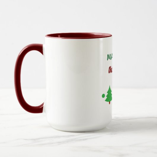 Custom Name Funny Thinking Drink Christmas Trees マグカップ (左)