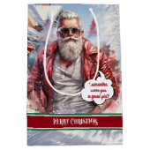 Custom Name Gift Bag Coolest Santa Claus Holiday ミディアムペーパーバッグ (正面)