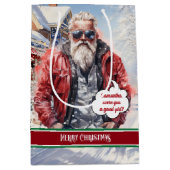 Custom Name Gift Bag Handsome Santa Celebration ミディアムペーパーバッグ (正面)