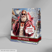 Custom Name Gift Bag Handsome Santa Celebration ミディアムペーパーバッグ