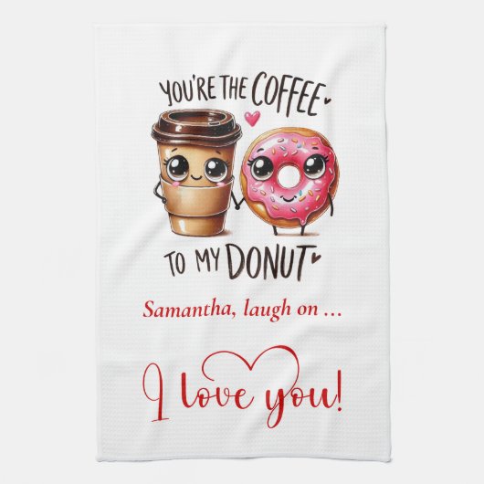 Custom Name Gift for Girlfriend Valentine Towel キッチンタオル (縦)