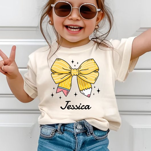 Custom Name Girl Back to School Coquette Preschool Tシャツ