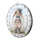 Custom Name girly rabbit blue check bow ダーツボード (正面右)