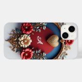 Custom name Golden Heart Glow ✨ Pearl Bead Chic Case-Mate iPhoneケース (裏面 (横))