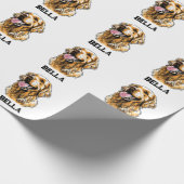 Custom Name Golden Retriever Dog Portrait Funny  ラッピングペーパー (角)