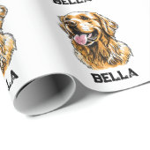 Custom Name Golden Retriever Dog Portrait Funny  ラッピングペーパー (ロールコーナー)