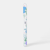 Custom Name Golden Retriever Pastel Blue Floral iPhone 16ケース (左側面)