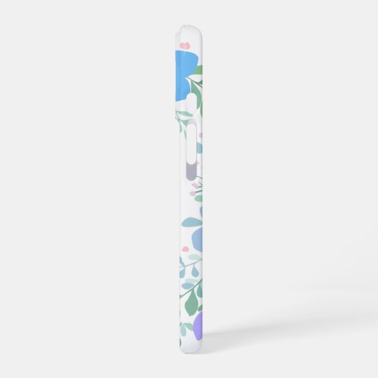 Custom Name Golden Retriever Pastel Blue Floral iPhone 16ケース (左側面)