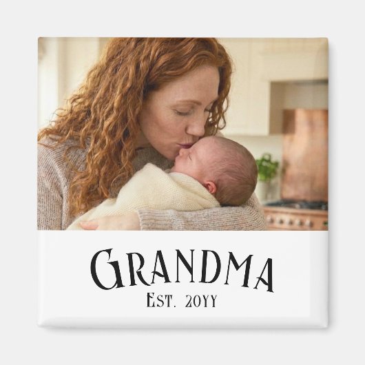 Custom Name Grandma Est Year Photo Gift マグネット (正面)