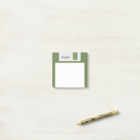 Custom Name Green Floppy Disk ポストイット (デスク上)
