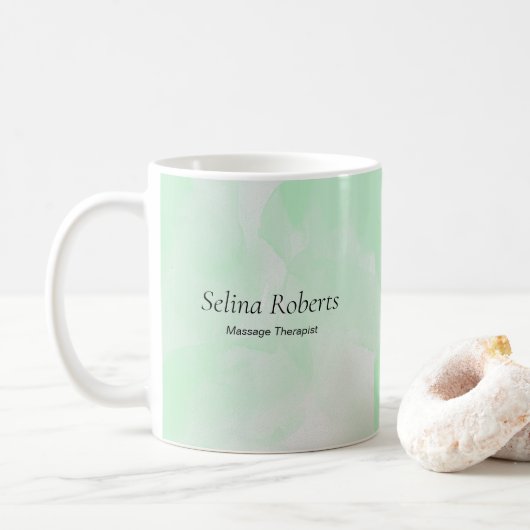 Custom name green watercolor コーヒーマグカップ (ドーナツ)