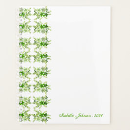 Custom Name Green Watercolor Floral  プランナー手帳