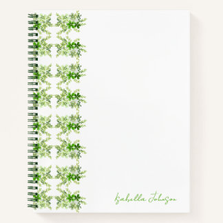 Custom Name Green Watercolor Floral Notebook ノートブック