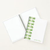 Custom Name Green Watercolor Floral Notebook ノートブック (内部)