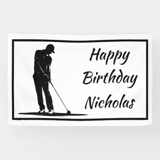 Custom Name Greeting Golf Golfer Player 横断幕 (横)