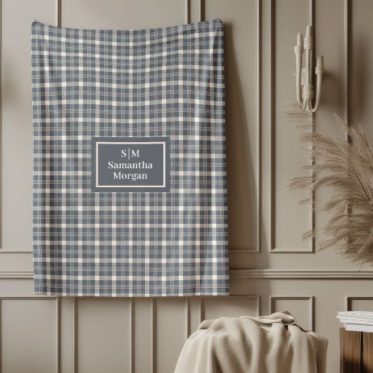 Custom Name Grey Blanket Chic Minimalist Style フリースブランケット