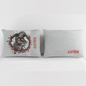 Custom Name Grey Boys Dinosaur Roaring T-Rex 枕カバー