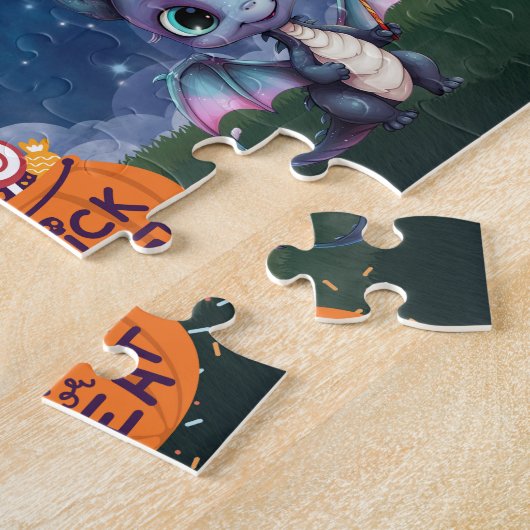 Custom Name Halloween Dragon Puzzle  ジグソーパズル (側面)