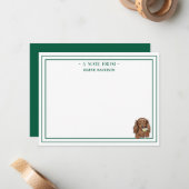 Custom Name Hand Drawn Dachshund Martini Flat ノートカード (正面/裏面インサイチュ)