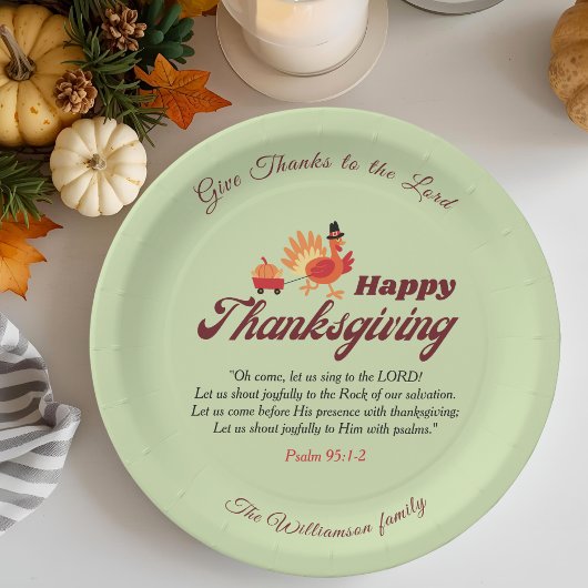 Custom Name | Happy Thanksgiving with Bible Verse  ペーパープレート
