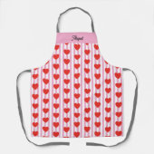 Custom Name Heart Valentine Pattern All Over Apron エプロン (正面)