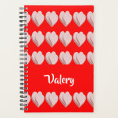 Custom name hearts pattern red プランナー手帳 (正面)